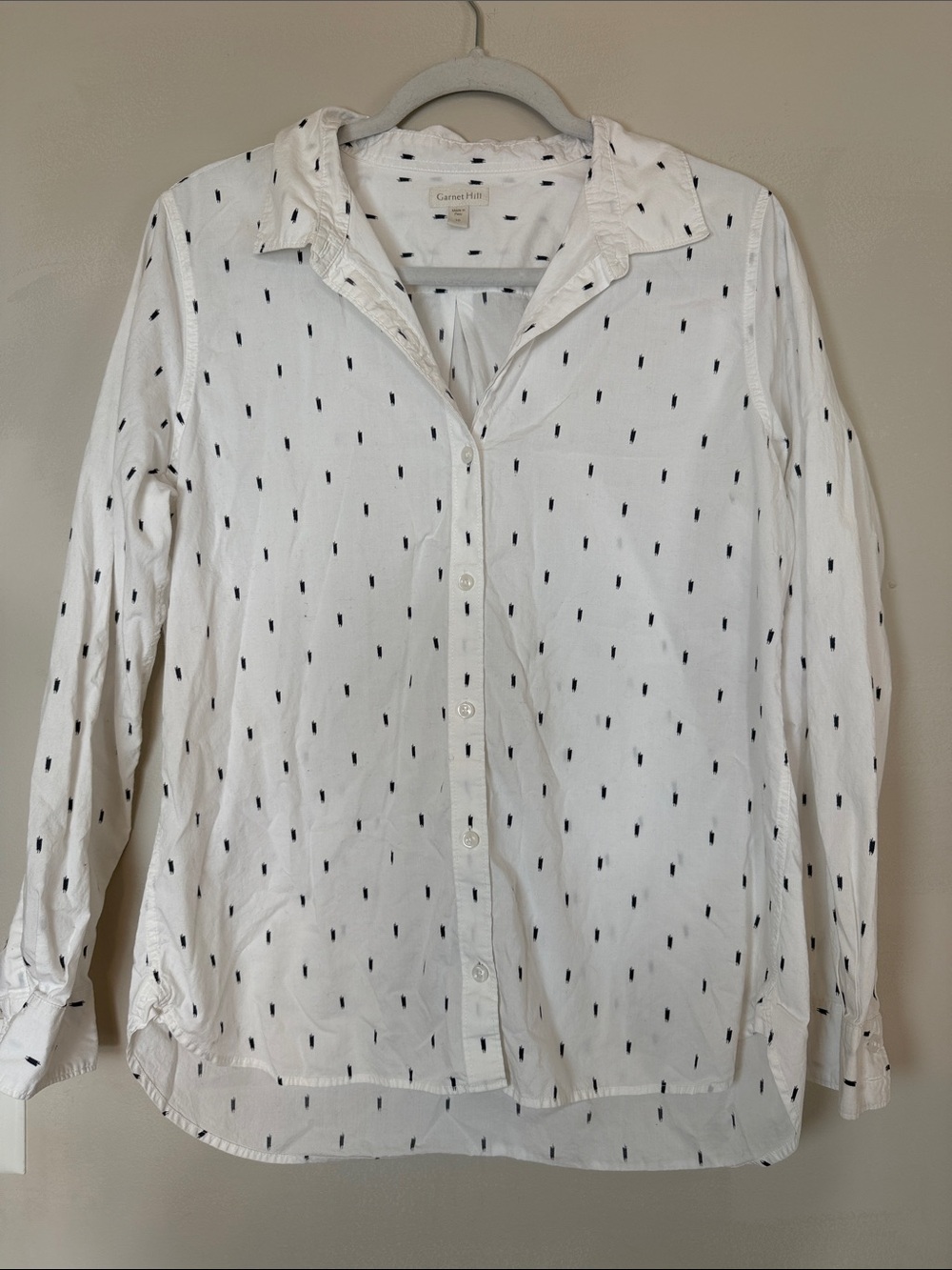 Garnet Hill Pima Cotton White Button Down Shirt. Size 10